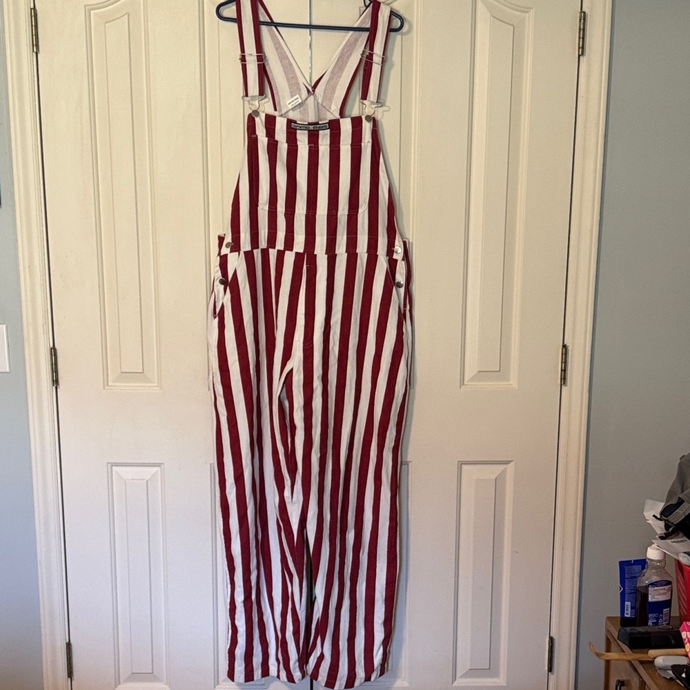 Red and White Striped Overalls